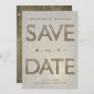 bling gold letters fabulous Save the Date Invitation