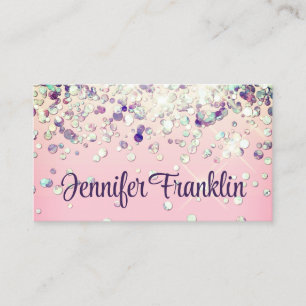 Bling Holographic Glitter Makeup Artist Pink Business Card