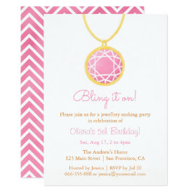 Bling It On Jewellery Making Girls Birthday Party Card
