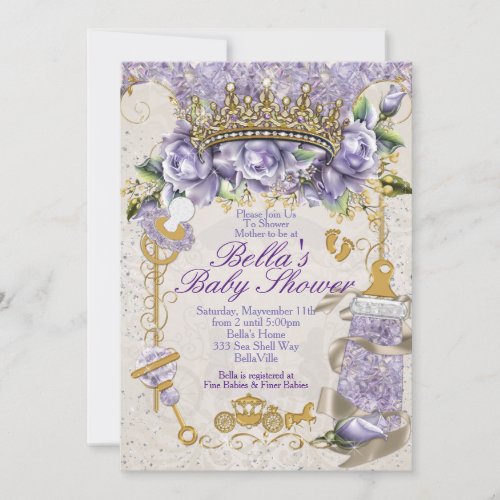 Bling Jewel Floral Baby Shower Invitations