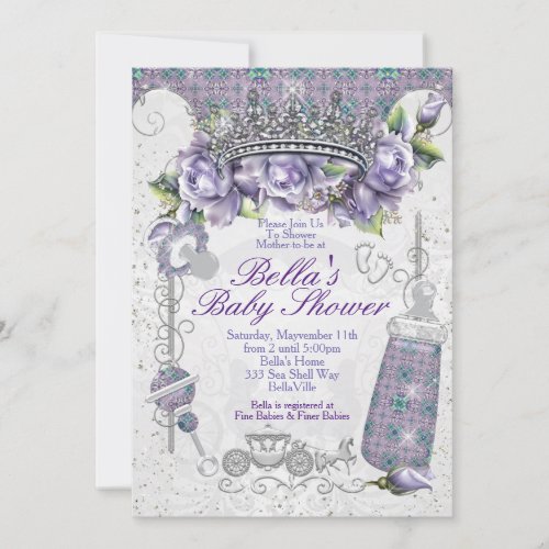 Bling Jewel Floral Baby Shower Invitations