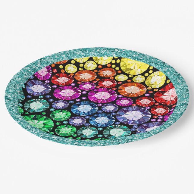 Bling Jewel Images Party Goods Paper Plates (Angled)