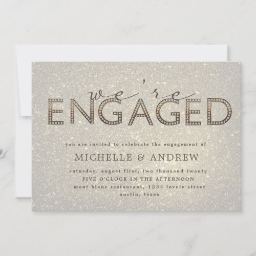 bling letters gold glitter engagement invitation