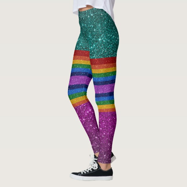 Bling Me Up Rainbow 8 Pop Fashion Leggings (Left)