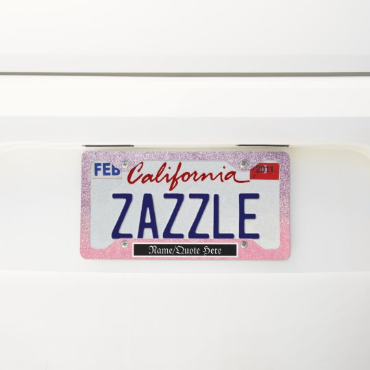 bling-ombre-pink-glitter-girly-license-plate-frame-zazzle