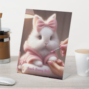 Bling Pink Bunny Pedestal Sign