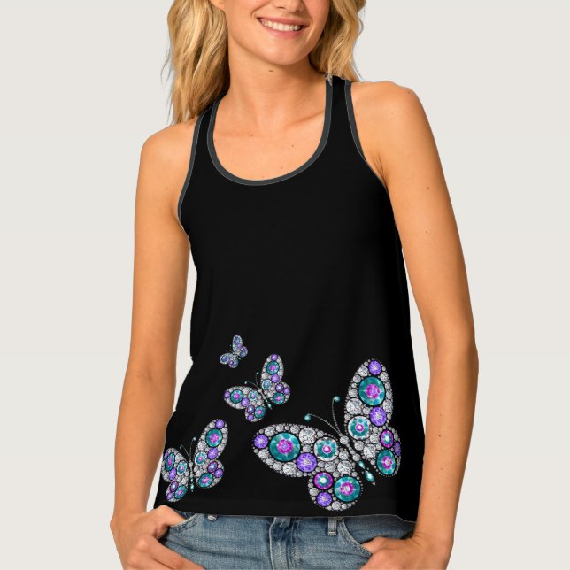 Bling Rhinestone Butterfly Tank Top (Front)