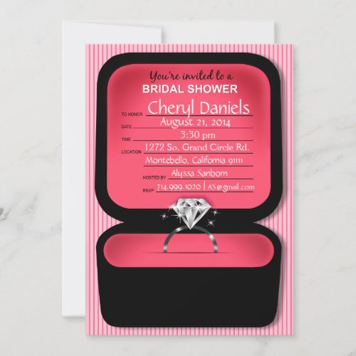 Bling Ring Box Bridal Shower coral Invitation