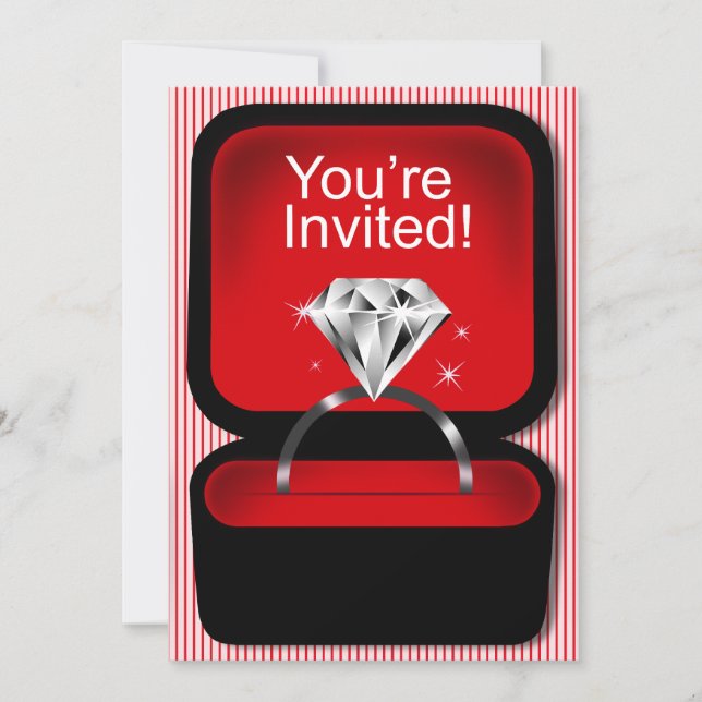 Bling Ring Box Bridal Shower red Invitation (Front)