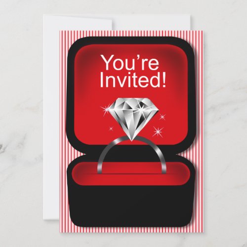 Bling Ring Box Bridal Shower red Invitation