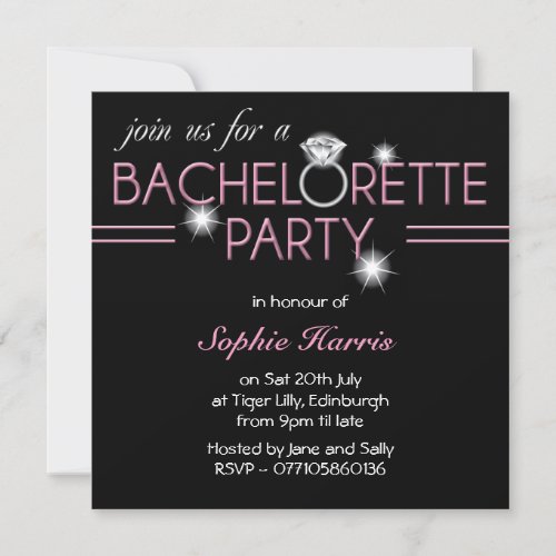 Bling Ring Pink Bachelorette Party Personalized Announcements