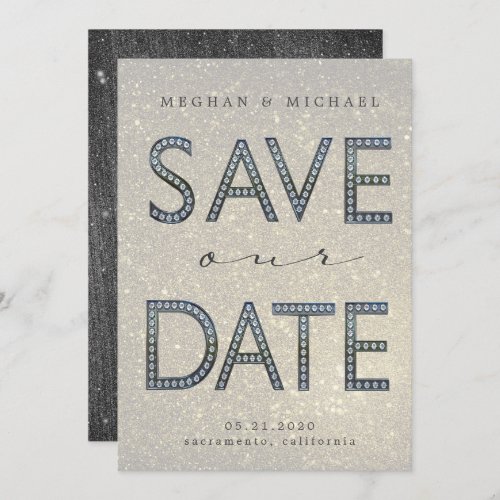 bling silver letters fabulous Save the Date Invitation
