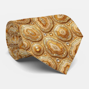 Bling & Sparkle Camel + Gold Geode Neck Tie