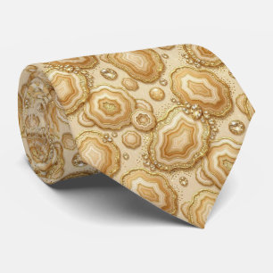 Bling & Sparkle Camel + Gold Geode Neck Tie