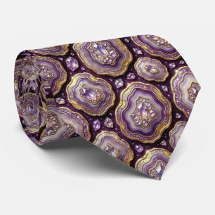 Bling & Sparkle Deep Plum + Gold Geode Neck Tie
