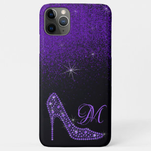 Bling Sparkle Diamond Glitter High Heels Purple iPhone 11 Pro Max Case