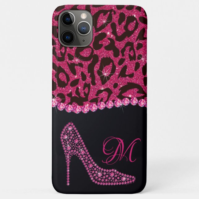 Bling Sparkle Diamond Glitter Leopard Pink Case-Mate iPhone Case (Back)