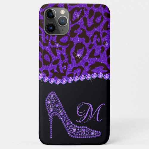 Bling Sparkle Diamond Glitter Leopard Purple iPhone 11 Pro Max Case