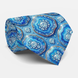 Bling & Sparkle Luxury Ocean Blue Geode Neck Tie