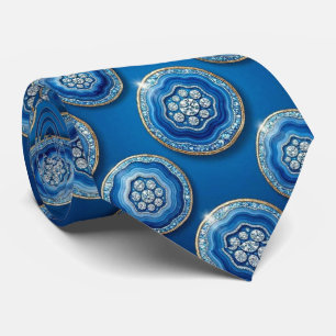 Bling & Sparkle   Luxury Ocean Blue Geode Neck Tie