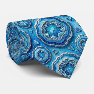 Bling & Sparkle Luxury Ocean Blue Geode Neck Tie