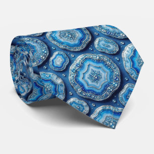 Bling & Sparkle Luxury Ocean Blue Geode Neck Tie