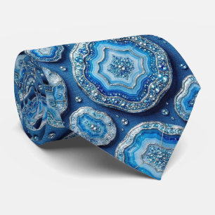 Bling & Sparkle Luxury Ocean Blue Geode Neck Tie