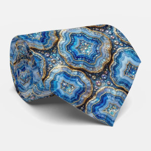 Bling & Sparkle Luxury Ocean Blue Geode Neck Tie