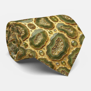 Bling & Sparkle   Luxury Olive Gold Geode Neck Tie