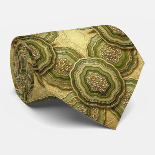 Bling & Sparkle   Luxury Olive Gold Geode Neck Tie