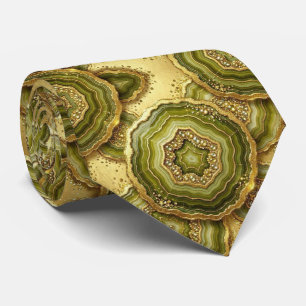 Bling & Sparkle   Luxury Olive Gold Geode Neck Tie
