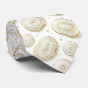 Bling & Sparkle Luxury White Gold Geode Neck Tie
