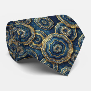 Bling & Sparkle Navy Blue + Gold Geode Neck Tie