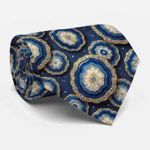 Bling & Sparkle Navy Blue + Gold Geode Neck Tie