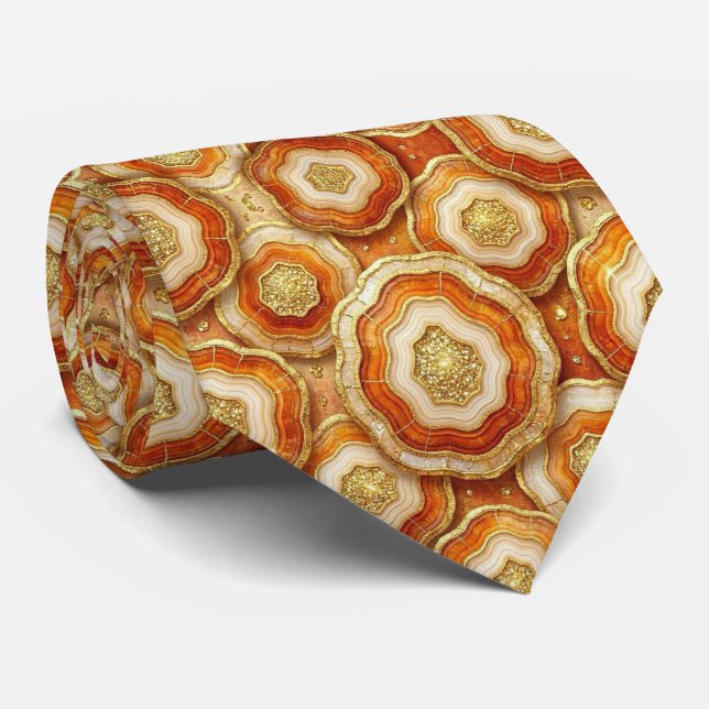 Bling & Sparkle | Rust + Gold Geode Neck Tie (Rolled)