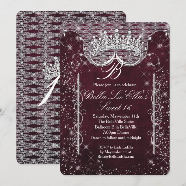 Bling Sweet 16 Party Invitations, Mis Quince Anos Invitation (Front/Back)