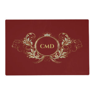 Bling swirly frame with a crown placemat