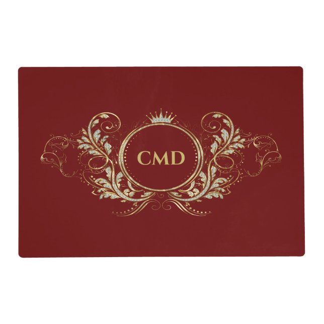 Bling swirly frame with a crown placemat (Front)