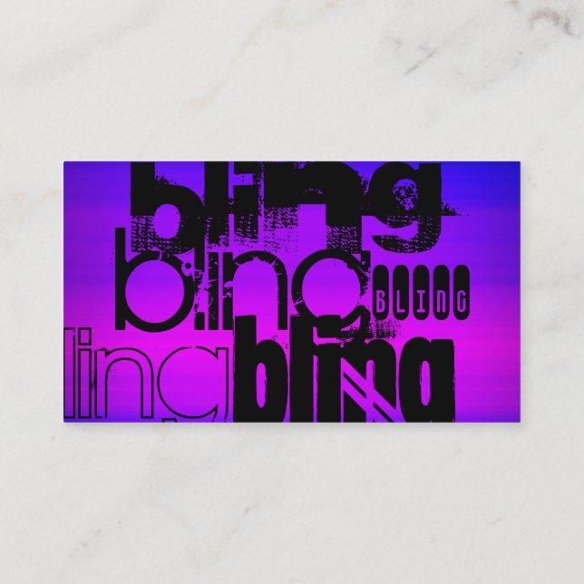 Bling; Vibrant Violet Blue and Magenta Business Card (Back)