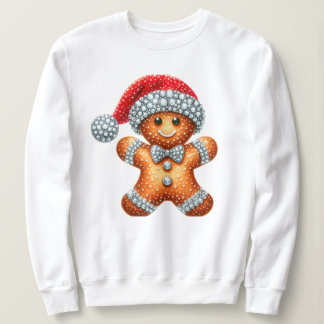 Blinged Faux Rhinestone Gingerbread Man Sweatshirt