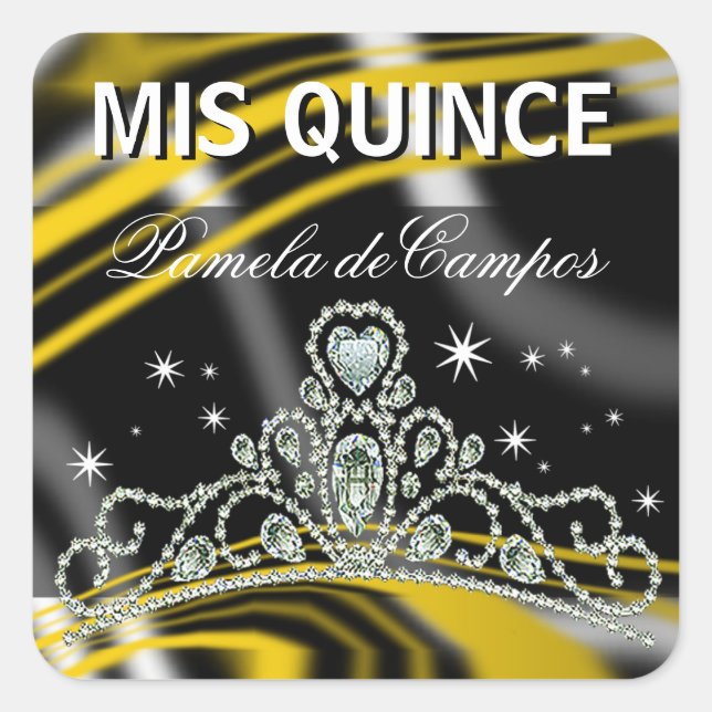 Blinged Out Quinceañera Sparkling Tiara Square Sticker (Front)