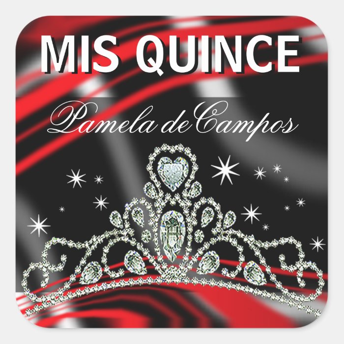 Blinged Out Quinceañera Sparkling Tiara Square Stickers