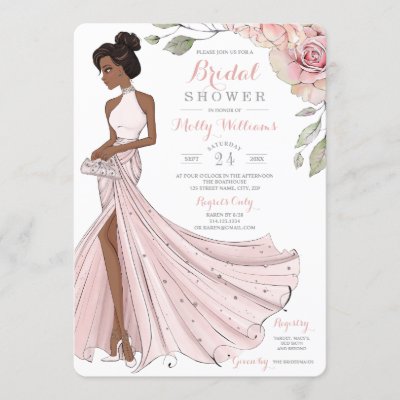 Blingy African American Bride Bridal Shower Invitation