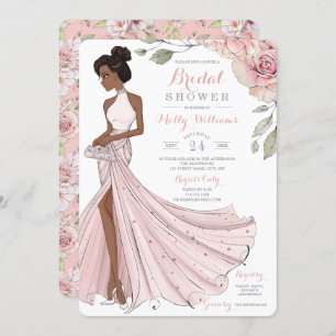 Blingy African American Bride Bridal Shower Invitation