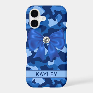 Blingy Blue Camouflage Personalized iPhone 17 Case