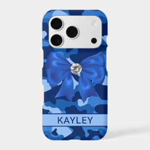 Blingy Blue Camouflage Personalized iPhone 17 Pro Case