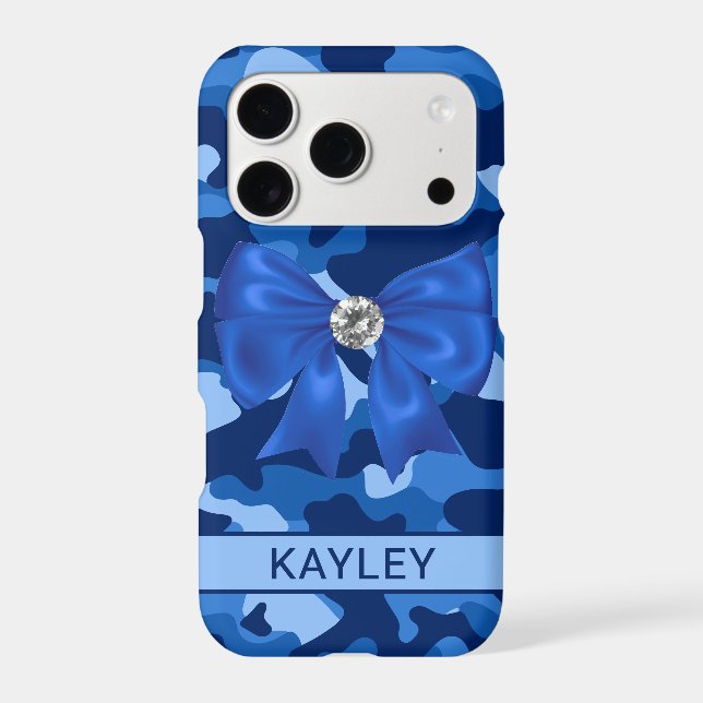 Blingy Blue Camouflage Personalized Case-Mate iPhone Case (Back)