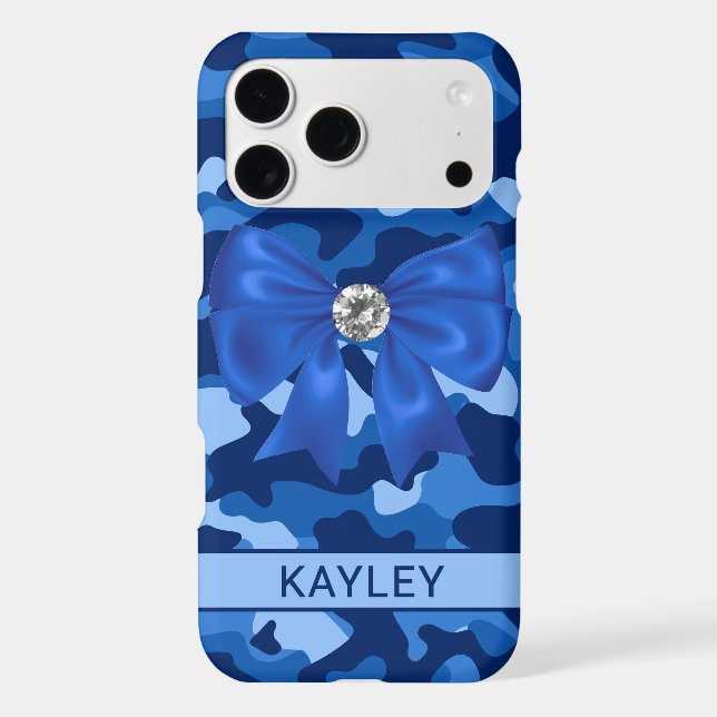Blingy Blue Camouflage Personalized Case-Mate iPhone Case (Back)