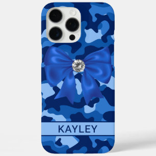 Blingy Blue Camouflage Personalized iPhone 16 Pro Max Case
