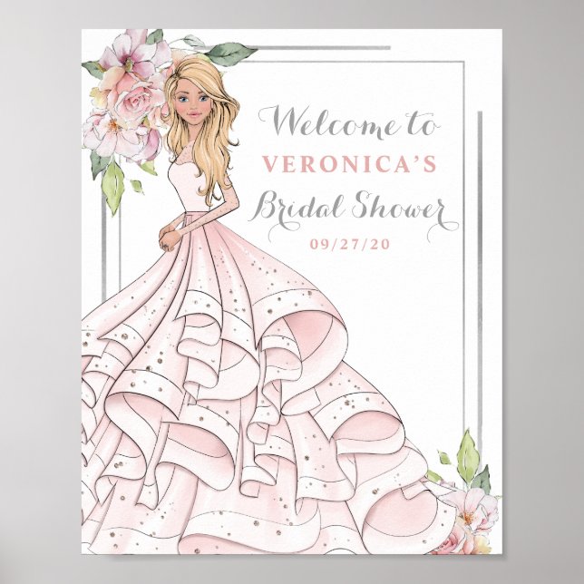 Blingy Glamor Bride Bridal Shower Welcome Sign (Front)